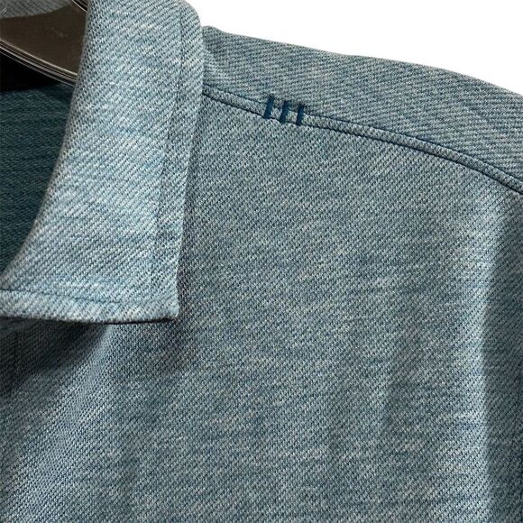 Lululemon Men's Blue Heathered Polo Shirt See Measurements Short Sleeve Casual - Picture 2 of 10